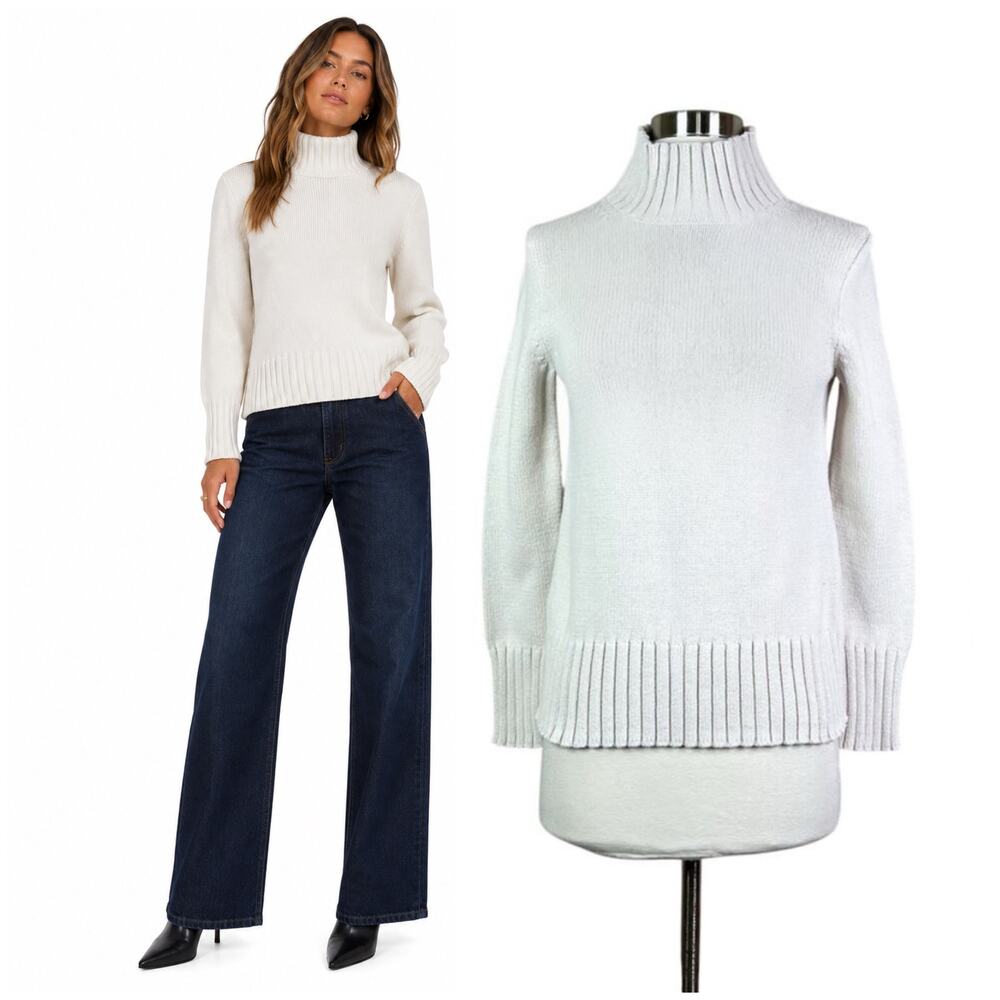 J. Crew | Cream Cotton Knit Mock Turtleneck Casual Classy Pullover Sweater XXS